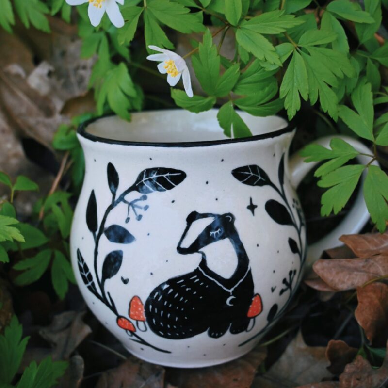 Borsuk - biały kubek 350 ml