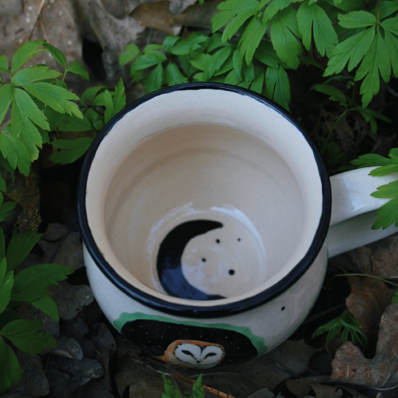 Sowa płomykówka - biały kubek 350 ml - obrazek 2