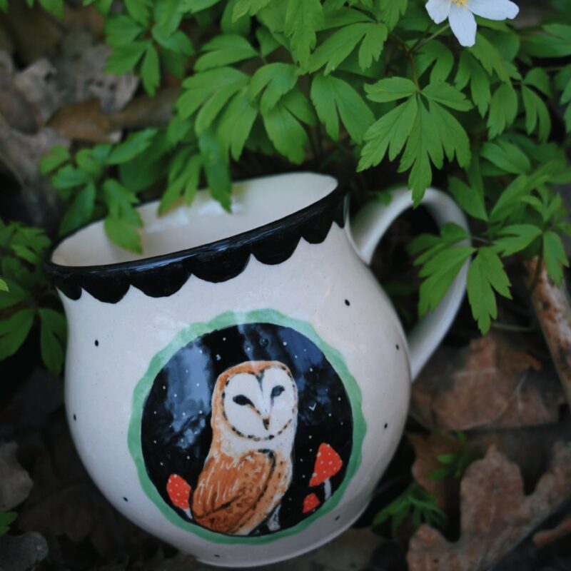 Sowa płomykówka - biały kubek 350 ml